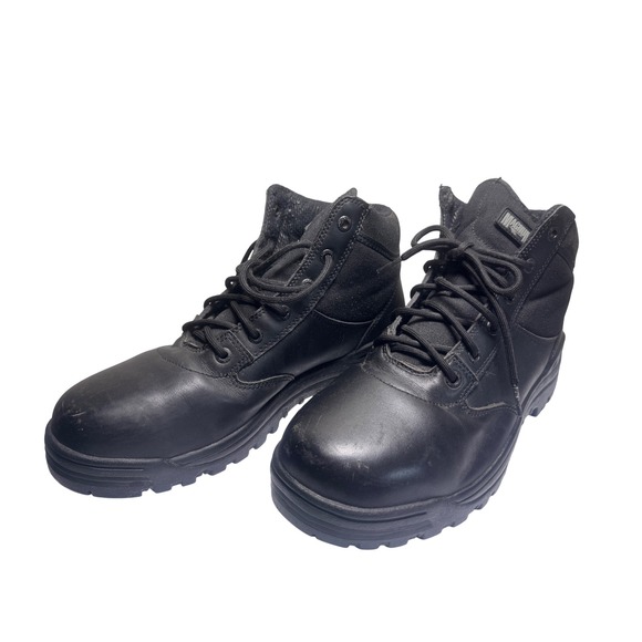 Magnum Midnite Plus Safety Toe Boots Black Leather Work Steel Toe‎ Mens US 11